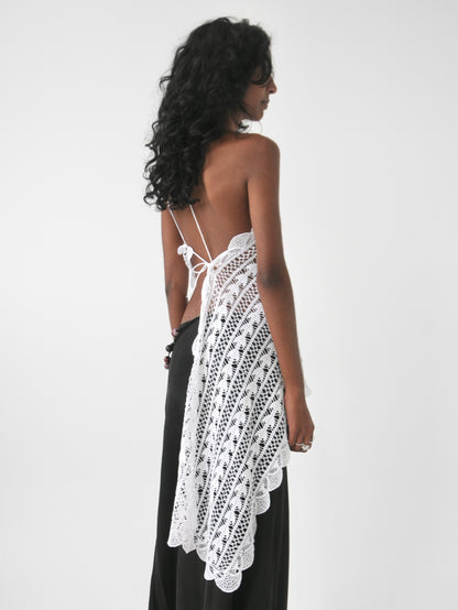 Devon one shoulder vintage crochet lace top