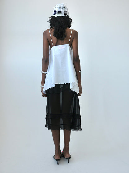 Lilly embroidered cotton drape top
