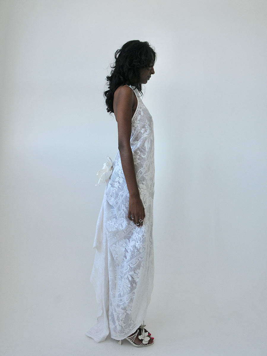 Heather halter lace midi dress