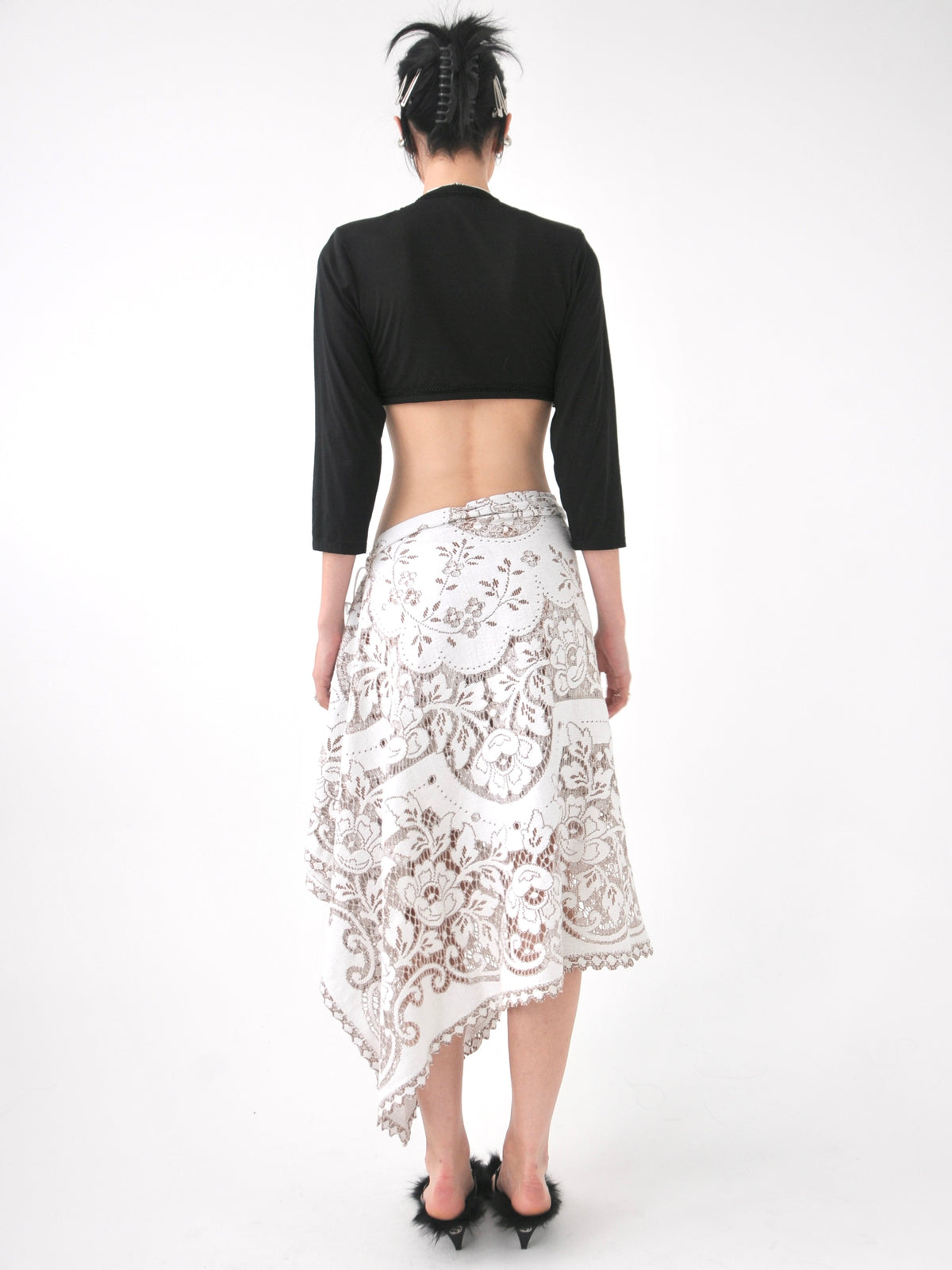 Demi II draped vintage lace tie skirt