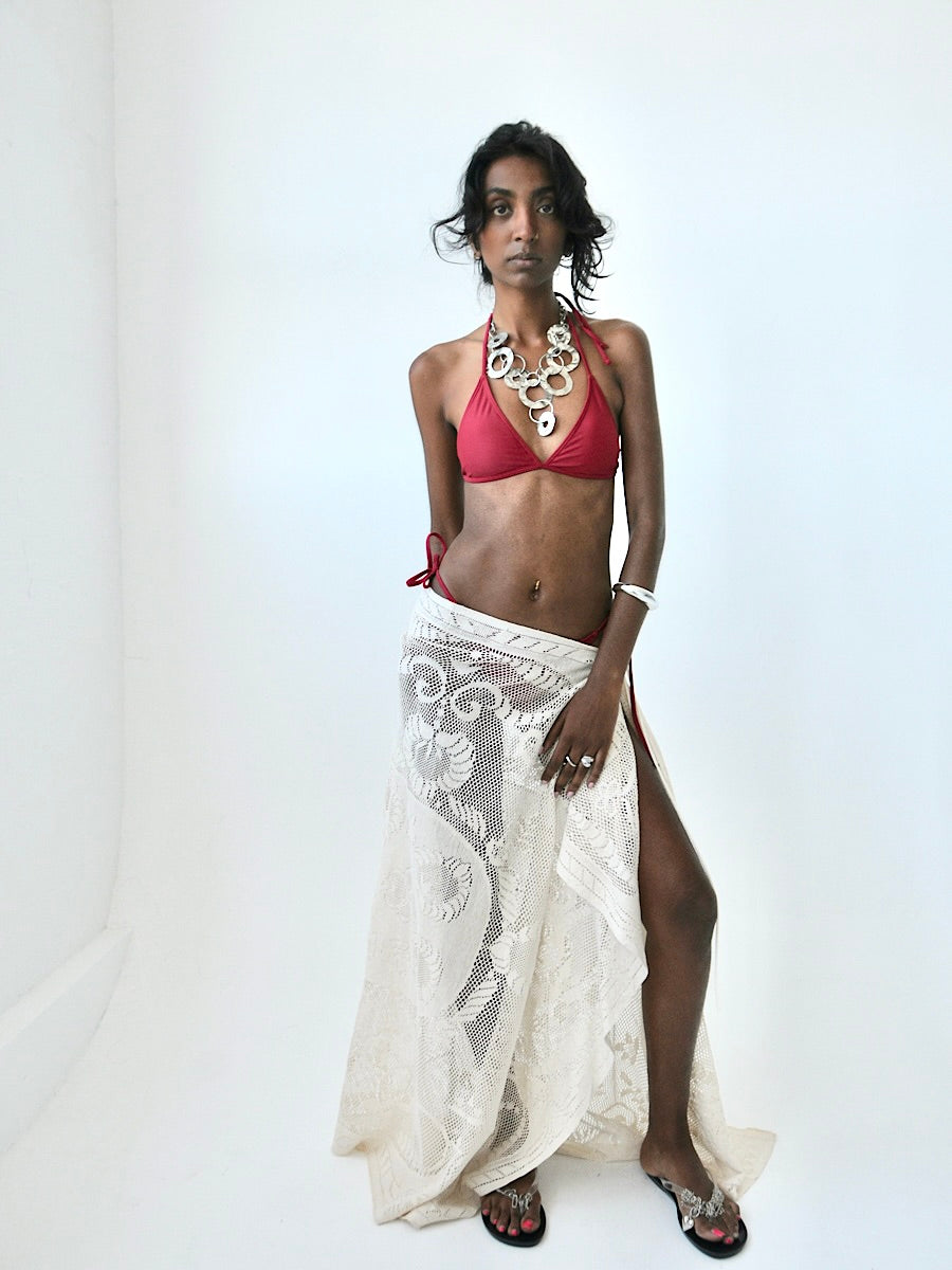 Aragon lace tie maxi skirt