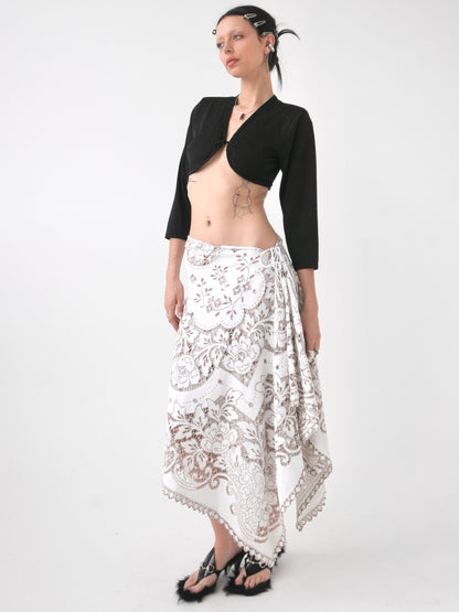 Demi II draped vintage lace tie skirt