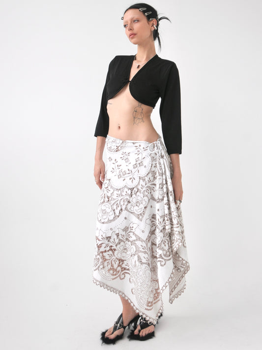 Demi II draped vintage lace tie skirt