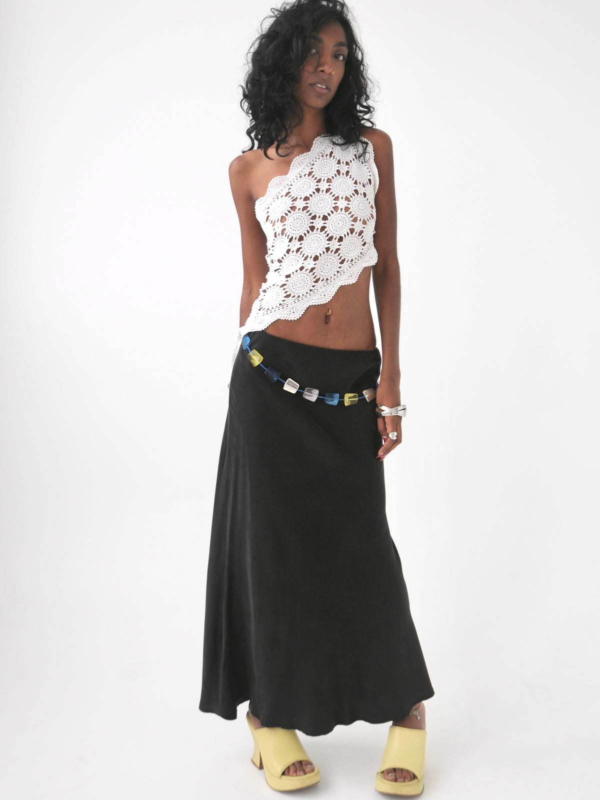 Devon one shoulder vintage crochet lace top
