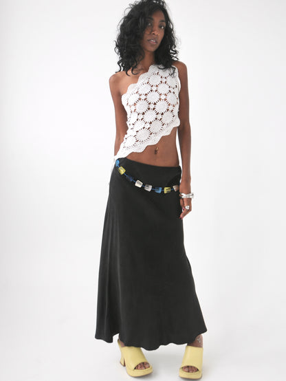 Devon one shoulder vintage crochet lace top