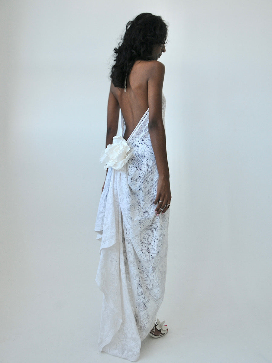 Heather halter lace midi dress