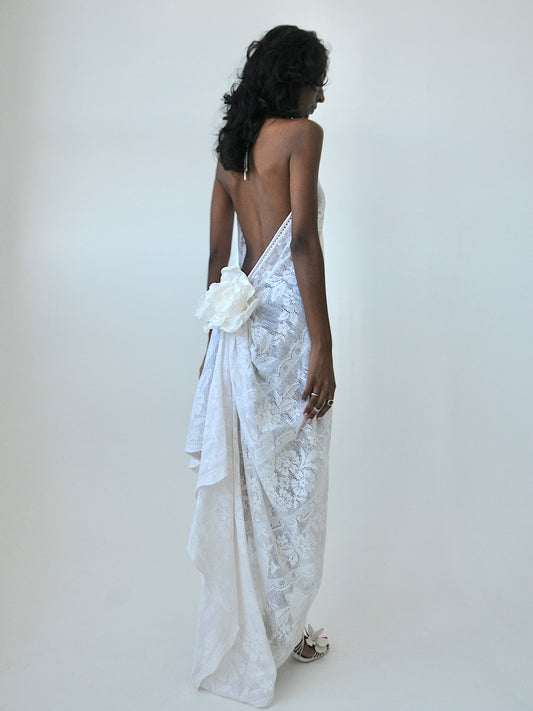 Heather halter lace midi dress