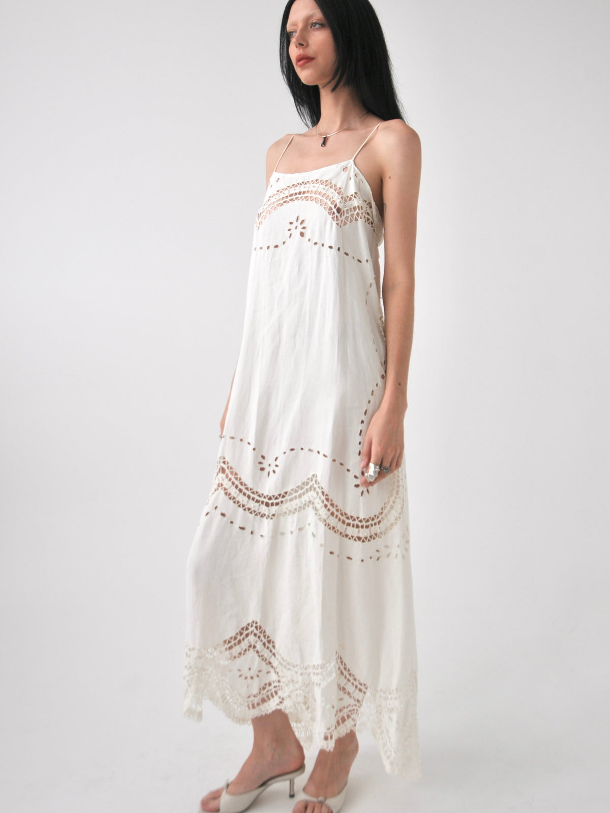 Rosanna embroidered vintage linen lace maxi dress