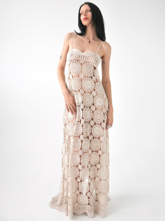 Chloe vintage crochet lace maxi dress