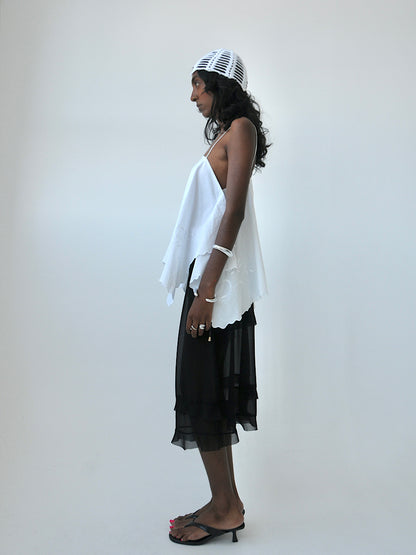 Lilly embroidered cotton drape top