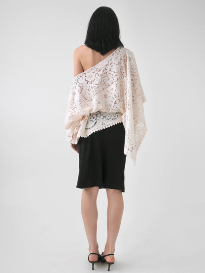 Adorn cream vintage lace poncho top