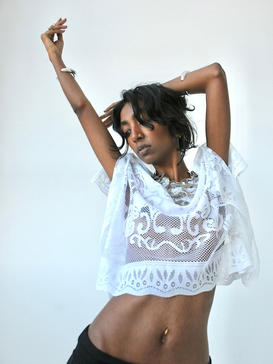 Halo draped lace poncho top II