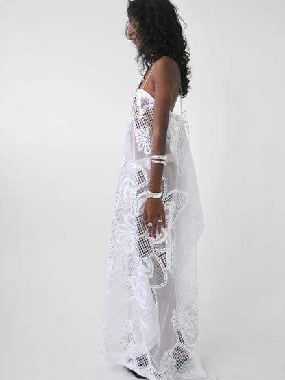 Pia graphic lace maxi dress
