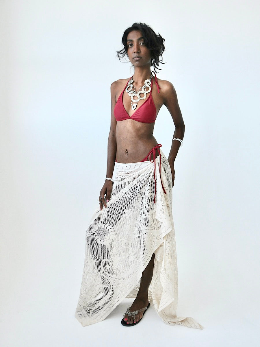 Aragon lace tie maxi skirt