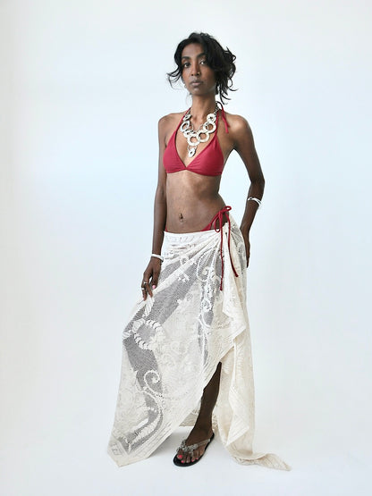Aragon lace tie maxi skirt