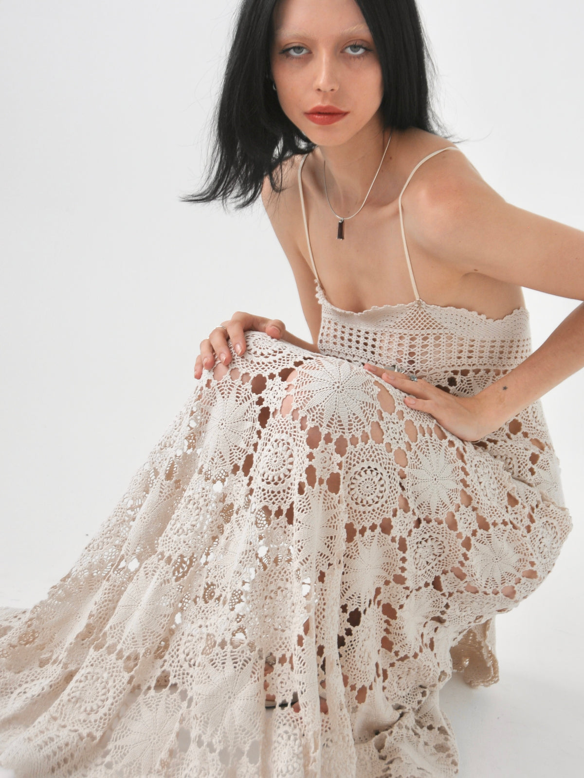Chloe vintage crochet lace maxi dress