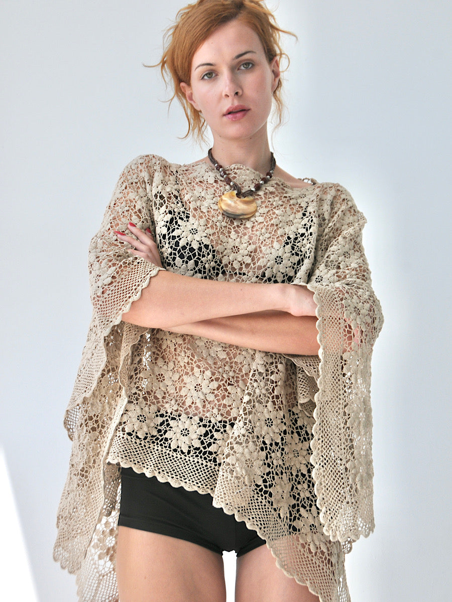 Lustre crochet lace poncho top III