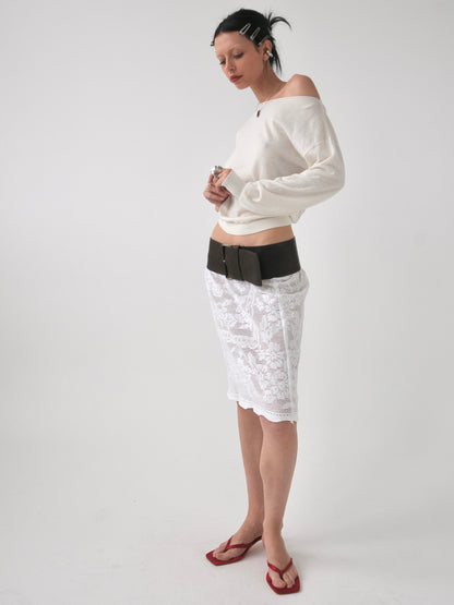 Filet vintage lace midi skirt