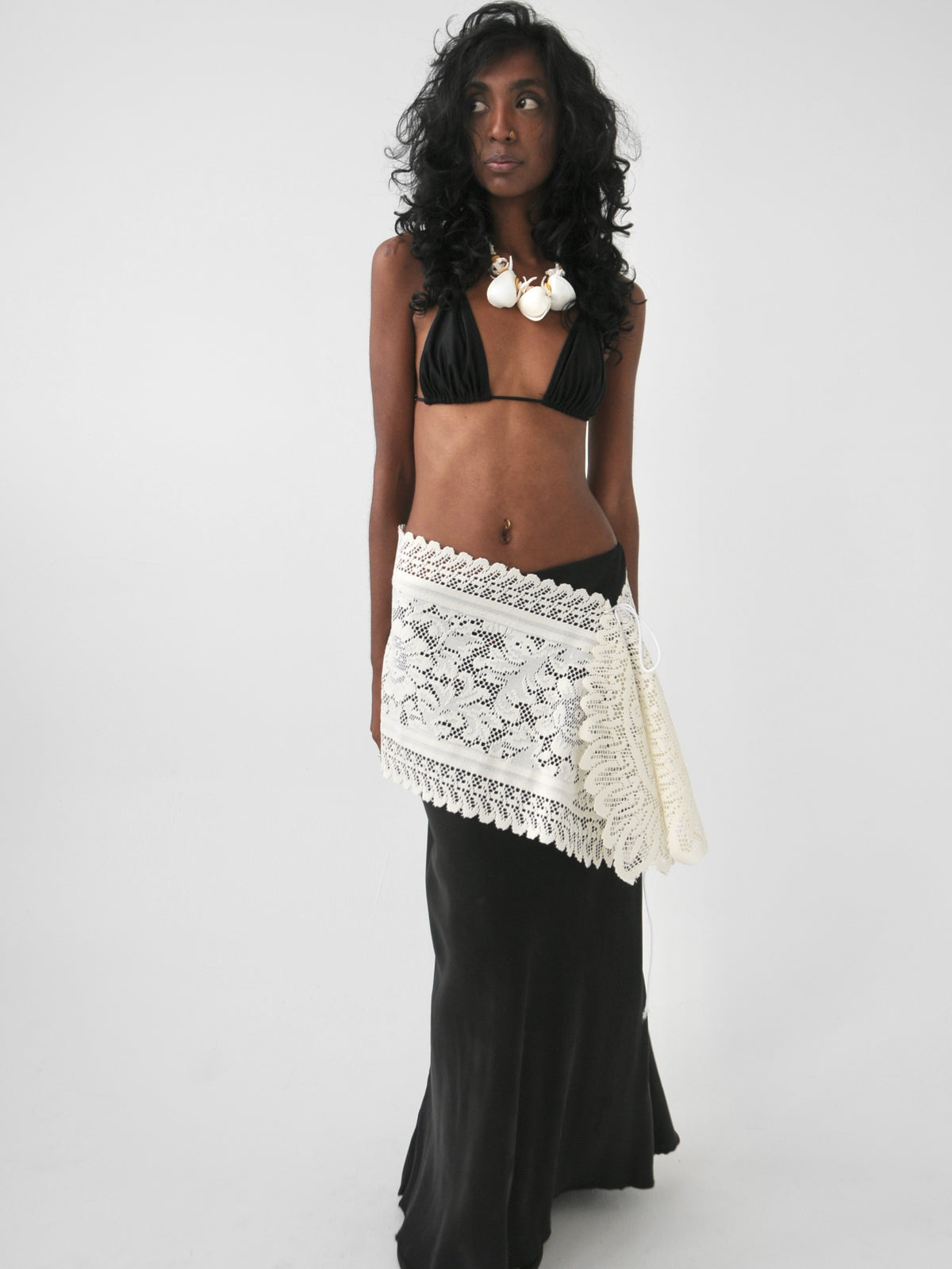 Rosalie vintage lace tie overlay mini skirt