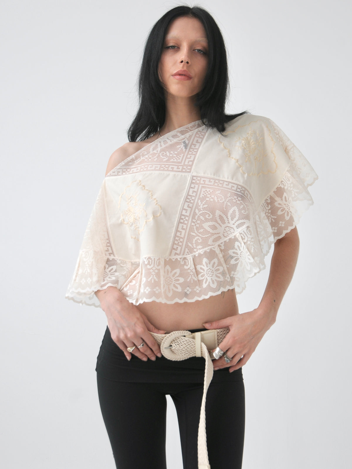 Heaven vintage patched lace poncho top