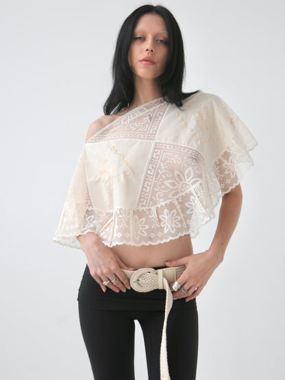 Heaven vintage patched lace poncho top