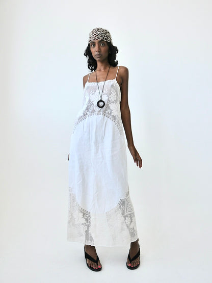 Goldie lace and linen dress