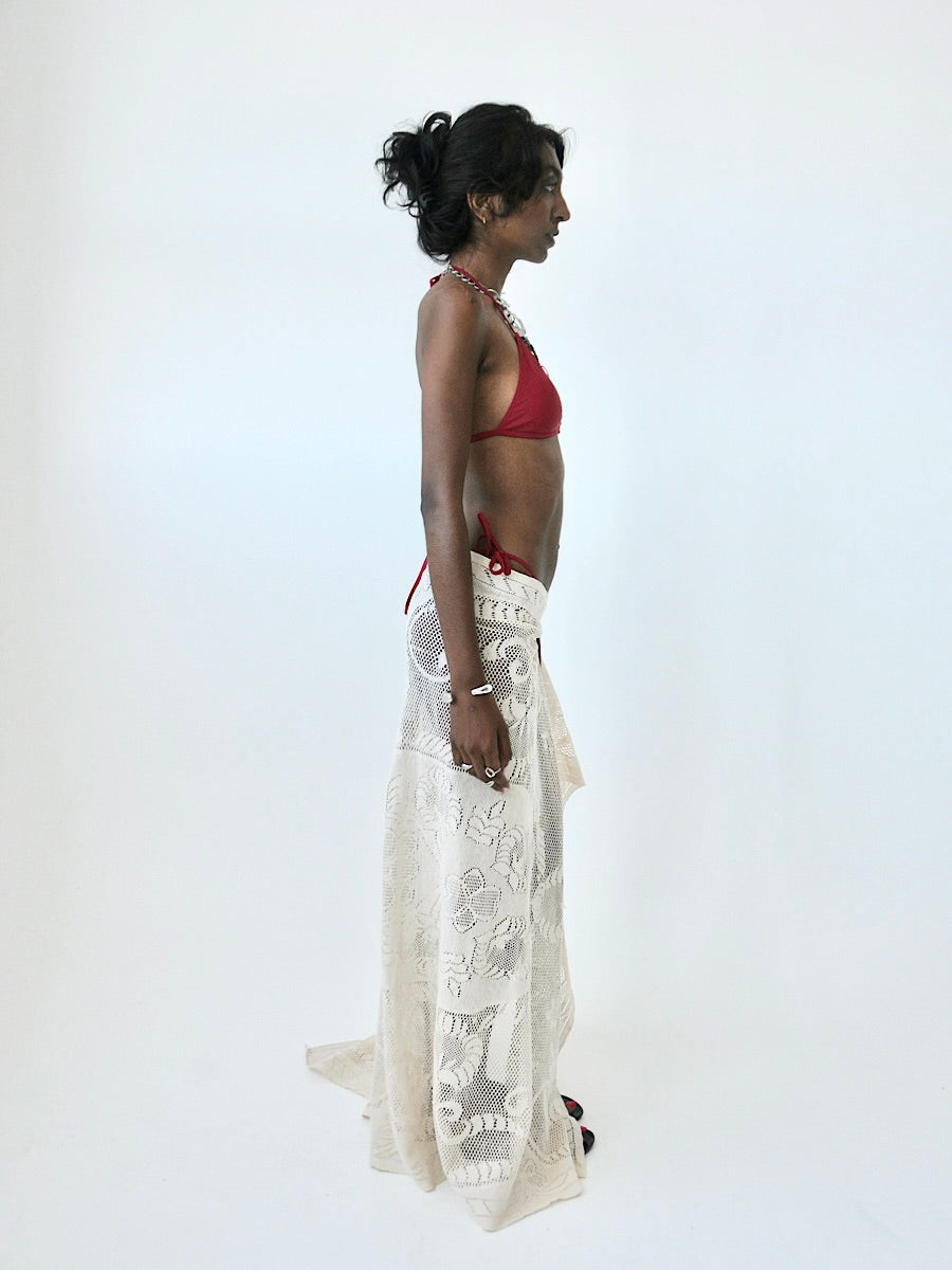 Aragon lace tie maxi skirt