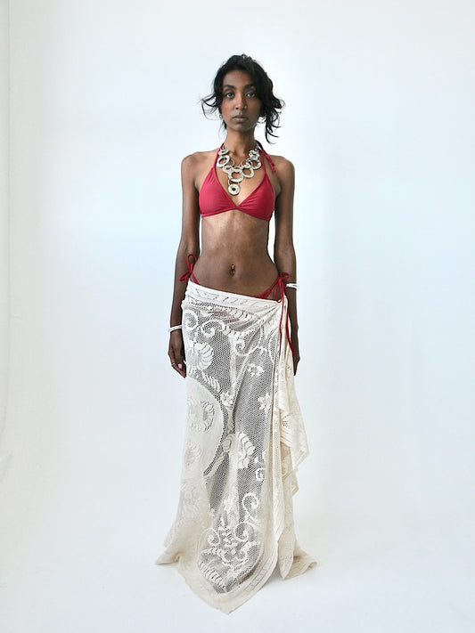 Aragon lace tie maxi skirt