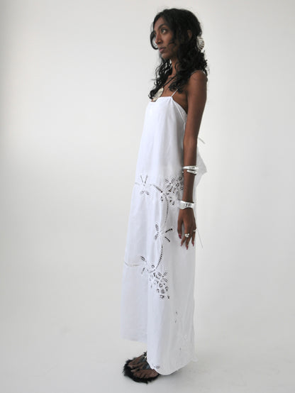 Dreamer vintage cotton Battenberg lace trim maxi dress