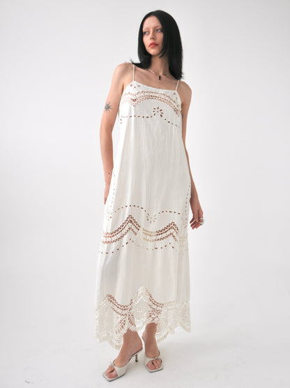 Rosanna embroidered vintage linen lace maxi dress