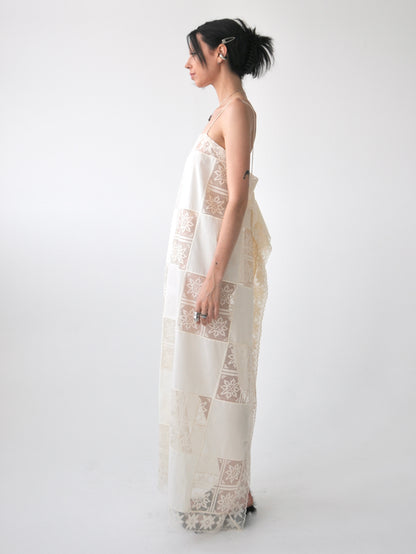 Heaven vintage patched lace maxi dress