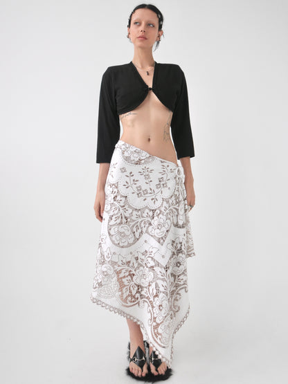 Demi II draped vintage lace tie skirt