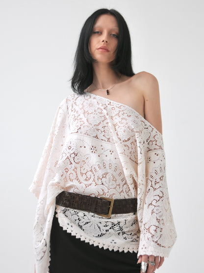 Adorn cream vintage lace poncho top