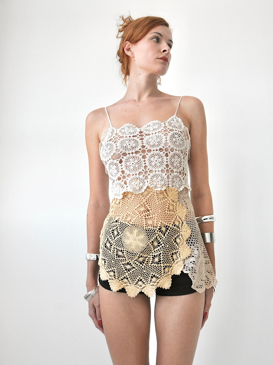 Emilio crochet lace longline cami top