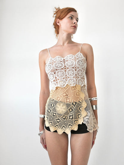 Emilio crochet lace longline cami top