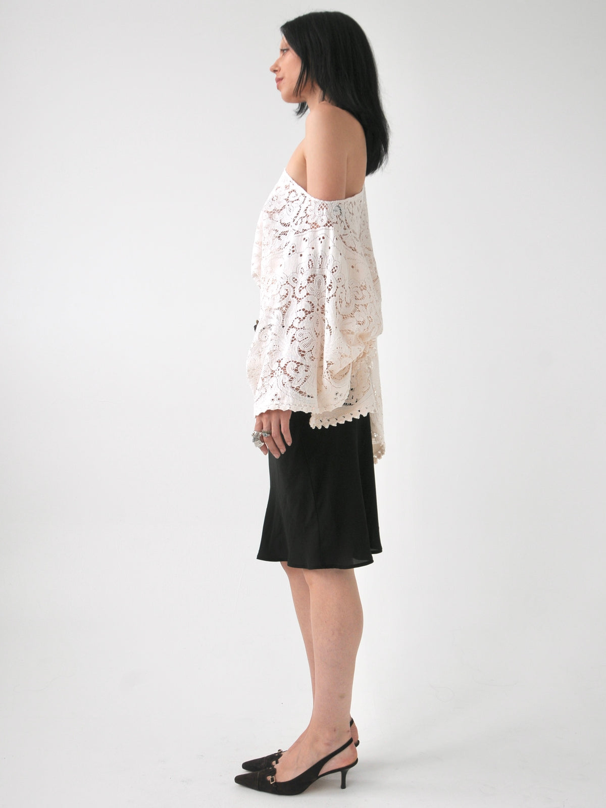 Adorn cream vintage lace poncho top