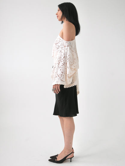 Adorn cream vintage lace poncho top