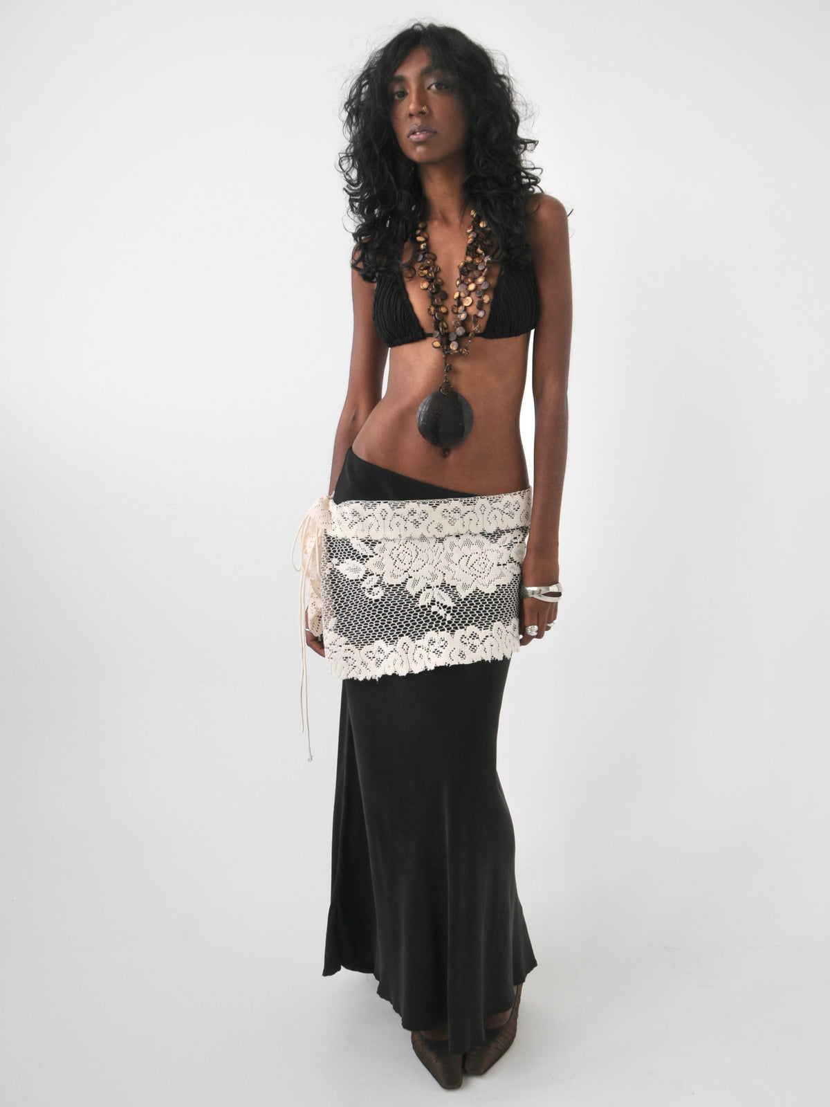 Rose vintage lace tie overlay mini skirt