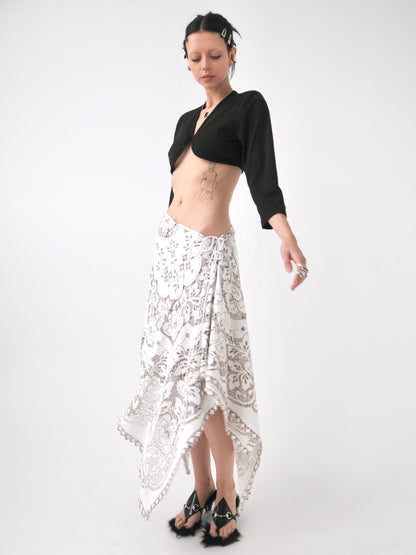 Demi II draped vintage lace tie skirt