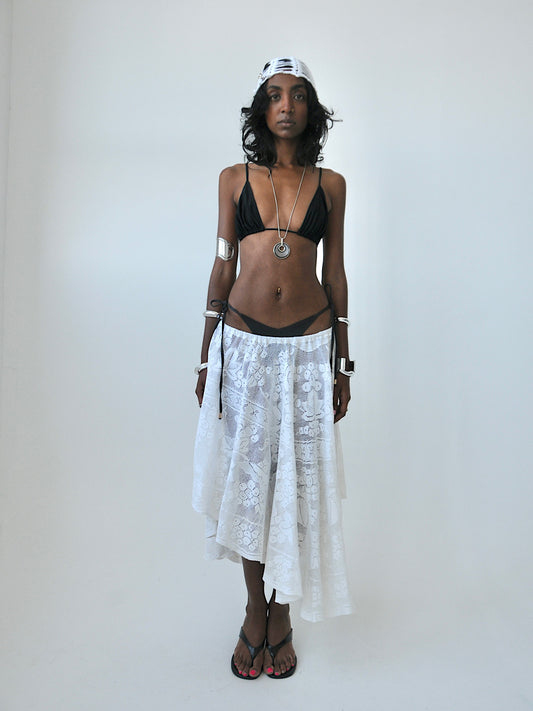 Petal circle lace midi skirt