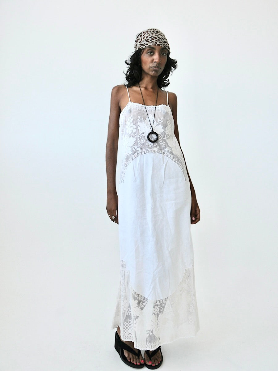 Goldie lace and linen dress