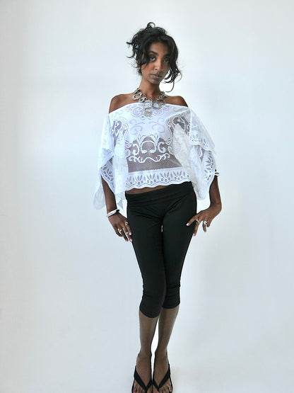 Halo draped lace poncho top II