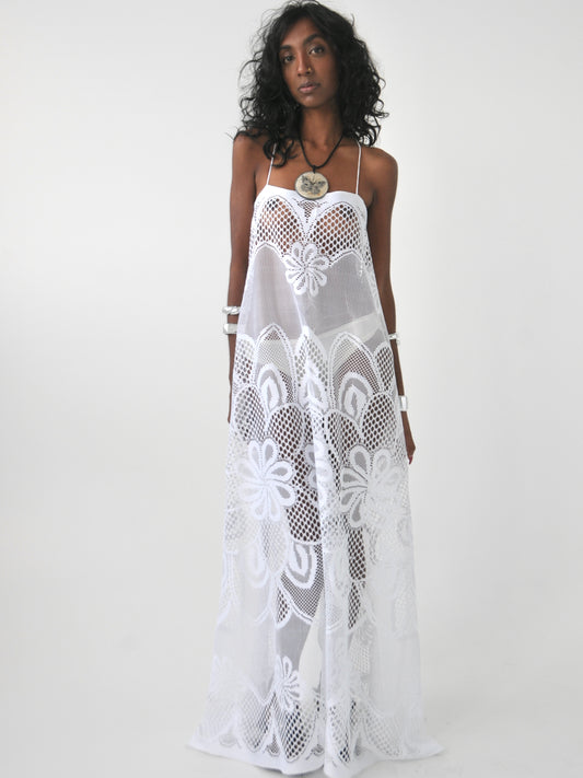 Pia graphic lace maxi dress