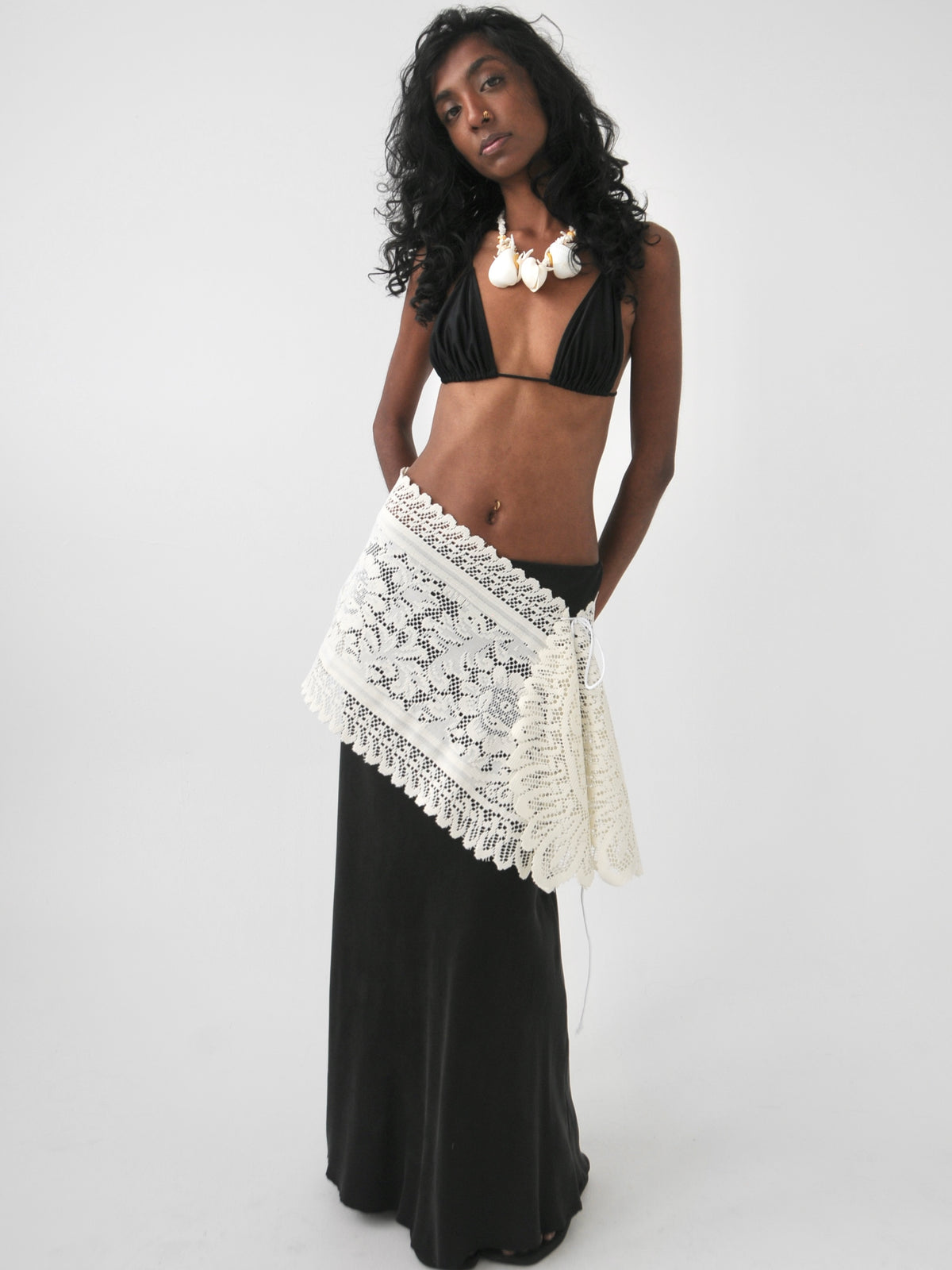 Rosalie vintage lace tie overlay mini skirt