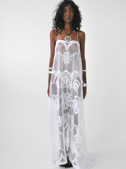 Pia graphic lace maxi dress