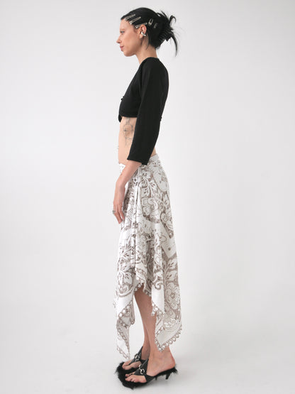 Demi II draped vintage lace tie skirt