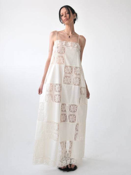 Heaven vintage patched lace maxi dress