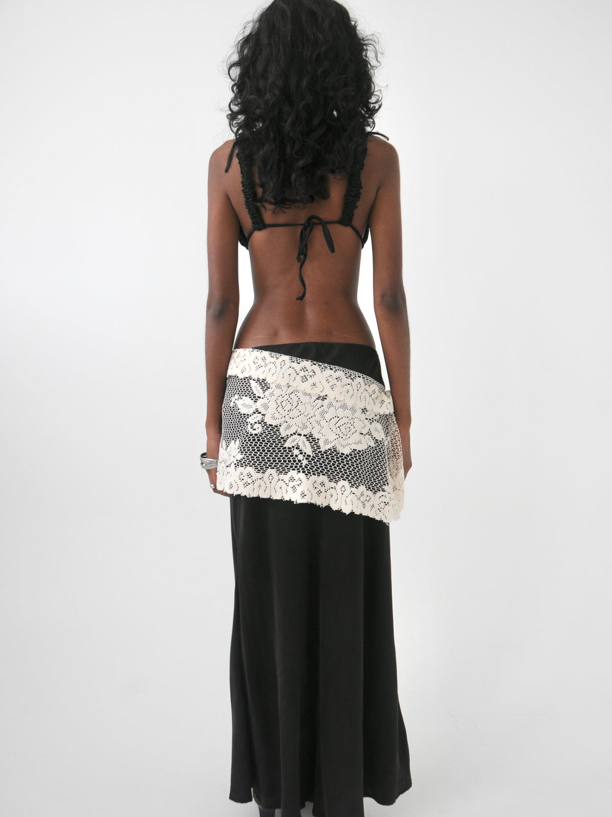 Rose vintage lace tie overlay mini skirt