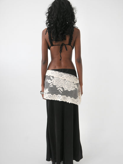 Rose vintage lace tie overlay mini skirt