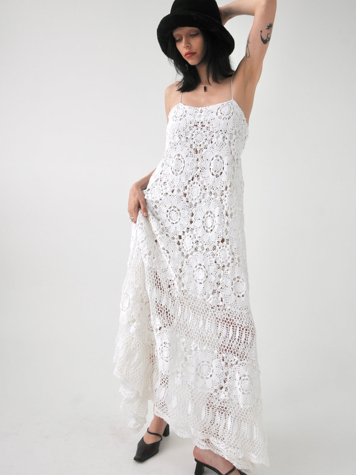 Lillian vintage crochet lace maxi dress